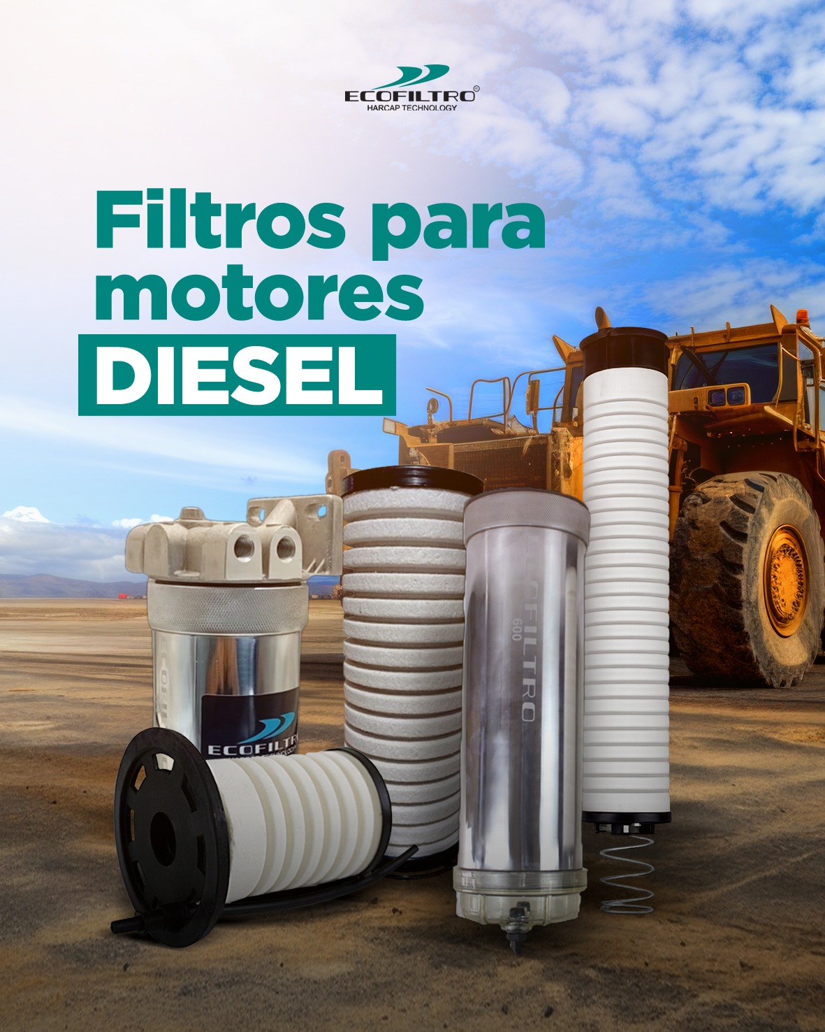 Filtro ECOFILTRO HARCAP para motores diesel, carcaça e refil